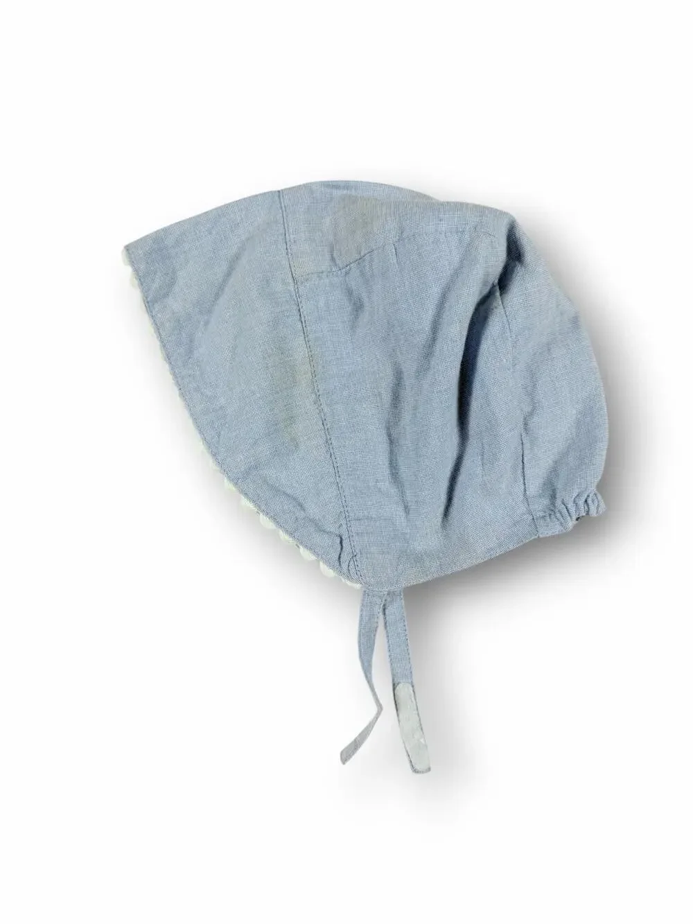 Mini Baby Boden Chambray Bonnet Blue White 6-12 Months